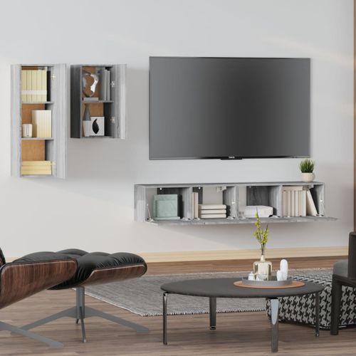 Ensemble de meubles TV 4 pcs Sonoma gris Bois d'ingénierie - Photo n°3; ?>