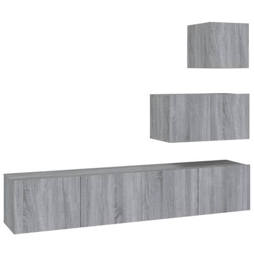 Ensemble de meubles TV 4 pcs Sonoma gris Bois d'ingénierie - Photo n°2; ?>