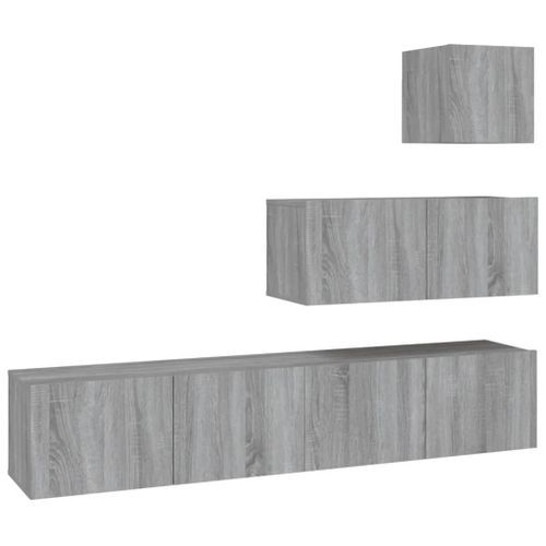 Ensemble de meubles TV 4 pcs Sonoma gris Bois d'ingénierie - Photo n°2; ?>