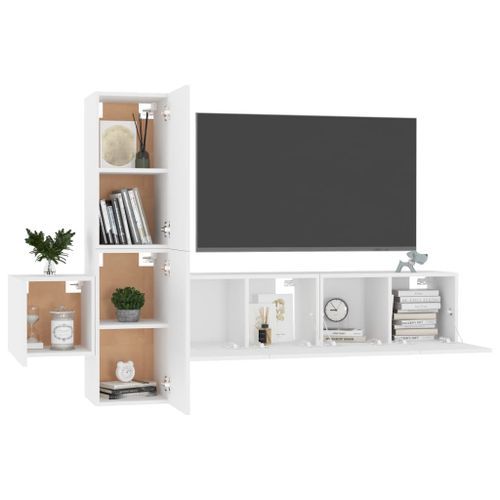 Ensemble de meubles TV 5 pcs Blanc 4 - Photo n°3; ?>