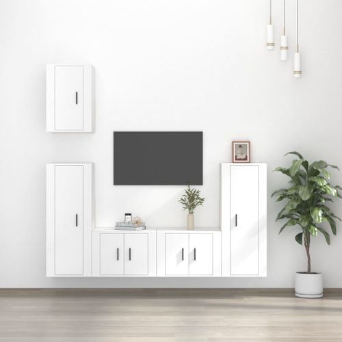 Ensemble de meubles TV 5 pcs Blanc Bois d'ingénierie - Photo n°2; ?>