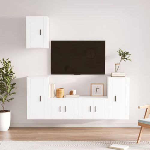 Ensemble de meubles TV 5 pcs Blanc Bois d'ingénierie - Photo n°2; ?>