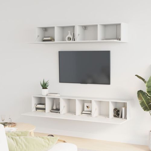 Ensemble de meubles TV 5 pcs Blanc Bois d'ingénierie - Photo n°3; ?>