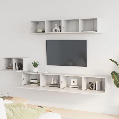 Ensemble de meubles TV 5 pcs Blanc Bois d'ingénierie - Photo n°3; ?>