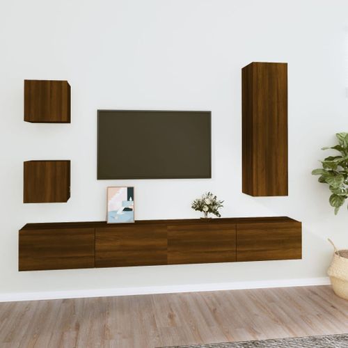 Ensemble de meubles TV 5 pcs Chêne marron Bois d'ingénierie - Photo n°2; ?>