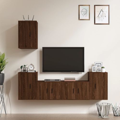 Ensemble de meubles TV 5 pcs Chêne marron Bois d'ingénierie - Photo n°2; ?>