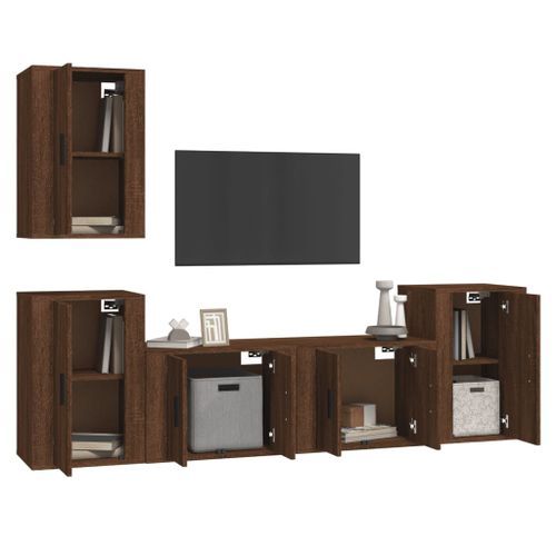 Ensemble de meubles TV 5 pcs Chêne marron Bois d'ingénierie - Photo n°3; ?>