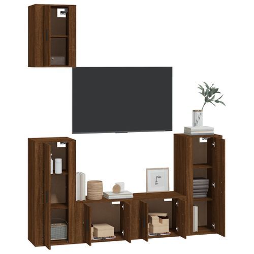 Ensemble de meubles TV 5 pcs Chêne marron Bois d'ingénierie - Photo n°3; ?>