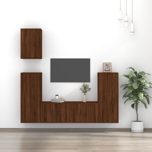 Ensemble de meubles TV 5 pcs Chêne marron Bois d'ingénierie - Photo n°2; ?>