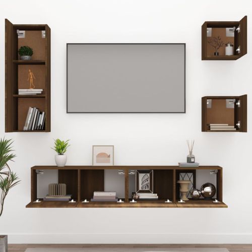 Ensemble de meubles TV 5 pcs Chêne marron Bois d'ingénierie - Photo n°3; ?>