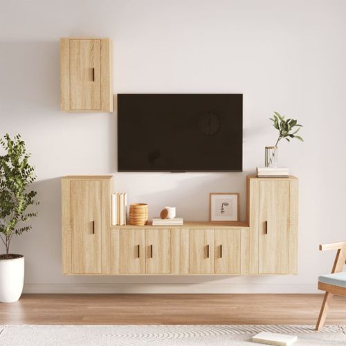 Ensemble de meubles TV 5 pcs Chêne sonoma Bois d'ingénierie - Photo n°2; ?>