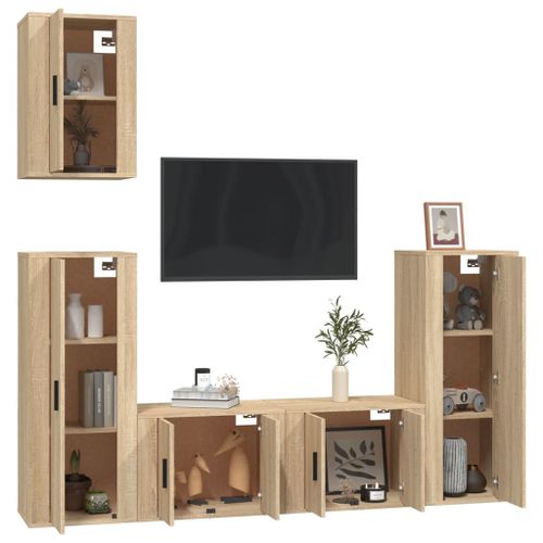 Ensemble de meubles TV 5 pcs Chêne sonoma Bois d'ingénierie - Photo n°3; ?>