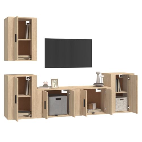 Ensemble de meubles TV 5 pcs Chêne sonoma Bois d'ingénierie - Photo n°3; ?>