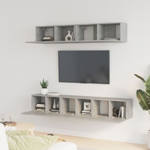 Ensemble de meubles TV 5 pcs Gris béton Bois d'ingénierie - Photo n°3; ?>