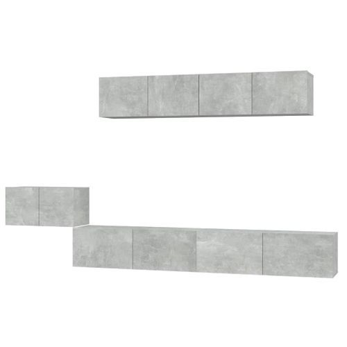 Ensemble de meubles TV 5 pcs Gris béton Bois d'ingénierie - Photo n°2; ?>