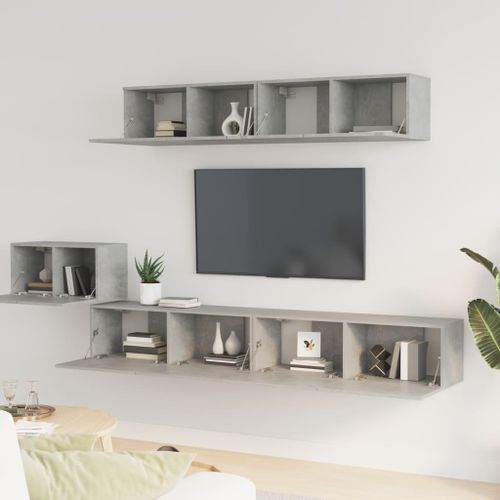 Ensemble de meubles TV 5 pcs Gris béton Bois d'ingénierie - Photo n°3; ?>