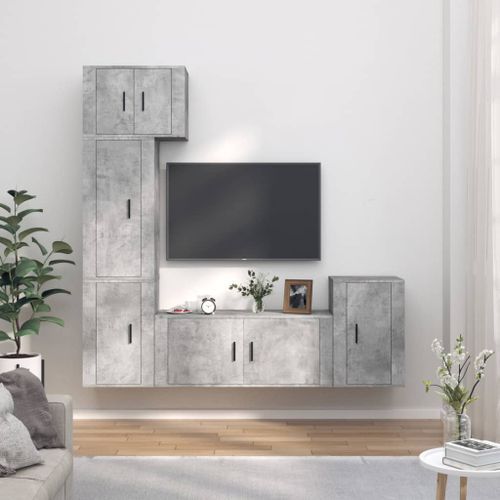 Ensemble de meubles TV 5 pcs Gris béton Bois d'ingénierie - Photo n°2; ?>