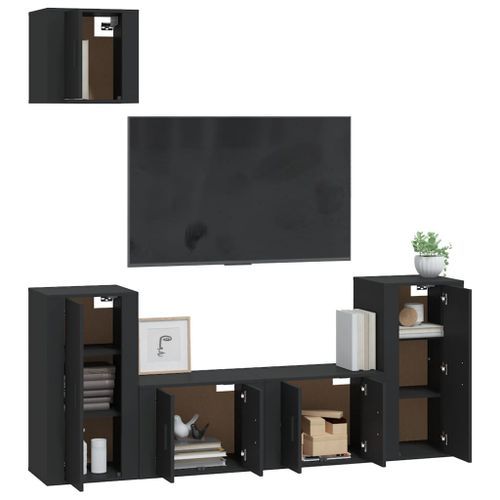 Ensemble de meubles TV 5 pcs Noir Bois d'ingénierie - Photo n°3; ?>