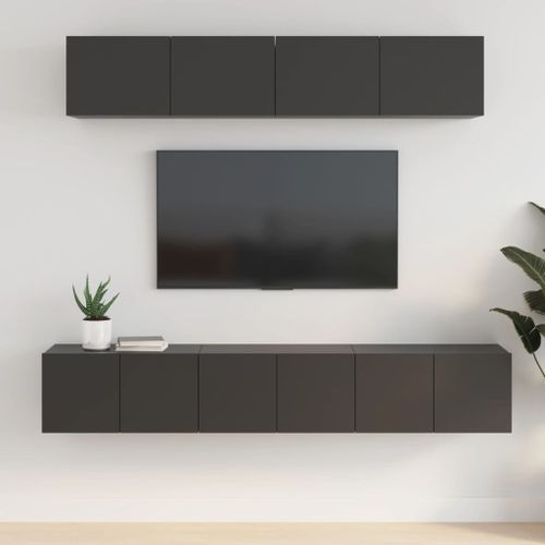 Ensemble de meubles TV 5 pcs Noir Bois d'ingénierie - Photo n°2; ?>