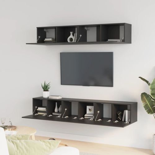 Ensemble de meubles TV 5 pcs Noir Bois d'ingénierie - Photo n°3; ?>