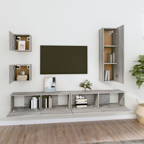 Ensemble de meubles TV 5 pcs Sonoma gris Bois d'ingénierie - Photo n°3; ?>