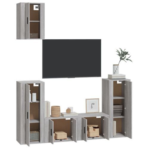 Ensemble de meubles TV 5 pcs Sonoma gris Bois d'ingénierie - Photo n°3; ?>