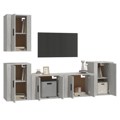 Ensemble de meubles TV 5 pcs Sonoma gris Bois d'ingénierie - Photo n°3; ?>