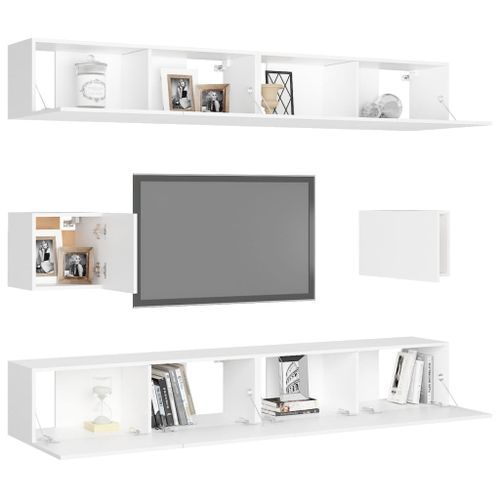 Ensemble de meubles TV 6 pcs Blanc 4 - Photo n°3; ?>