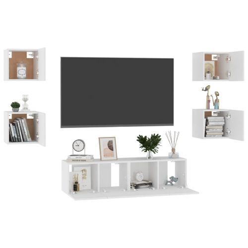 Ensemble de meubles TV 6 pcs Blanc - Photo n°3; ?>