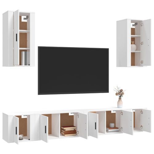 Ensemble de meubles TV 6 pcs Blanc Bois d'ingénierie - Photo n°3; ?>