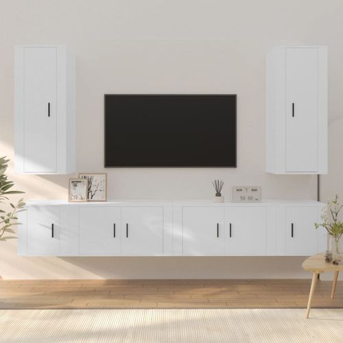 Ensemble de meubles TV 6 pcs Blanc Bois d'ingénierie - Photo n°2; ?>