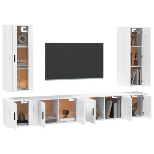 Ensemble de meubles TV 6 pcs Blanc Bois d'ingénierie - Photo n°3; ?>