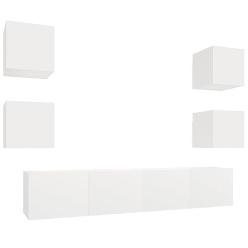 Ensemble de meubles TV 6 pcs Blanc Bois d'ingénierie - Photo n°2; ?>