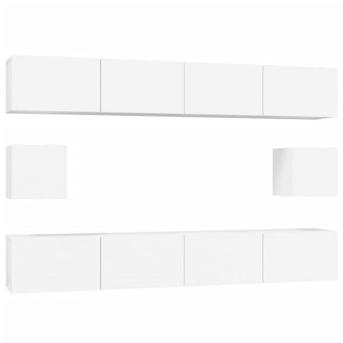 Ensemble de meubles TV 6 pcs Blanc Bois d'ingénierie - Photo n°2; ?>