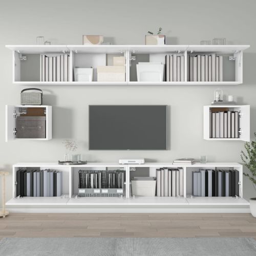 Ensemble de meubles TV 6 pcs Blanc Bois d'ingénierie - Photo n°3; ?>