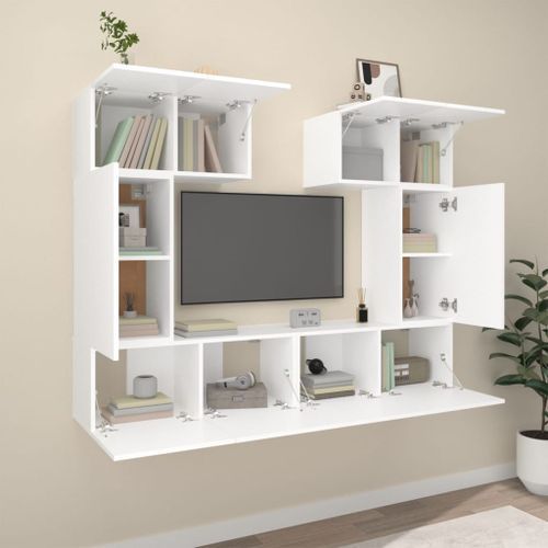 Ensemble de meubles TV 6 pcs Blanc Bois d'ingénierie - Photo n°3; ?>