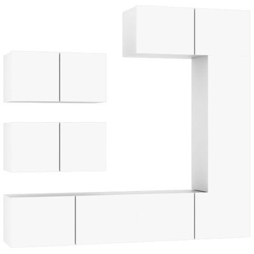 Ensemble de meubles TV 6 pcs Blanc Bois d'ingénierie - Photo n°2; ?>