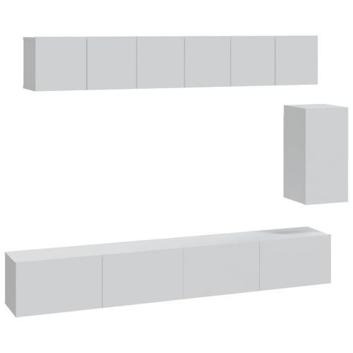 Ensemble de meubles TV 6 pcs Blanc Bois d'ingénierie - Photo n°2; ?>