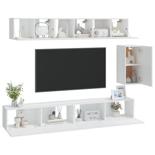 Ensemble de meubles TV 6 pcs Blanc Bois d'ingénierie - Photo n°3; ?>