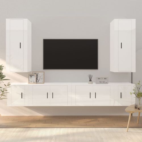 Ensemble de meubles TV 6 pcs Blanc brillant Bois d'ingénierie - Photo n°2; ?>