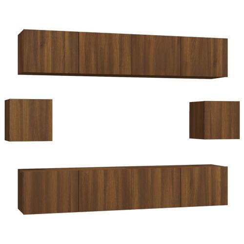 Ensemble de meubles TV 6 pcs Chêne marron Bois d'ingénierie - Photo n°2; ?>