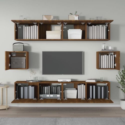 Ensemble de meubles TV 6 pcs Chêne marron Bois d'ingénierie - Photo n°3; ?>