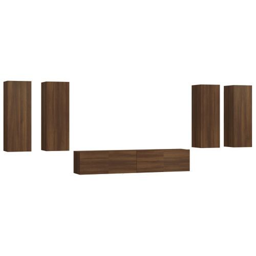 Ensemble de meubles TV 6 pcs Chêne marron Bois d'ingénierie - Photo n°2; ?>