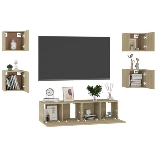 Ensemble de meubles TV 6 pcs Chêne sonoma 3 - Photo n°3; ?>