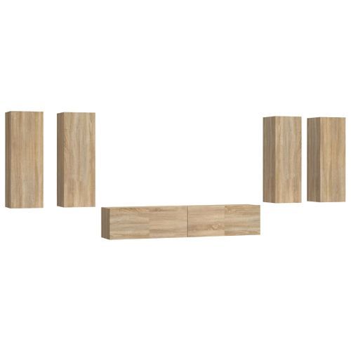 Ensemble de meubles TV 6 pcs Chêne sonoma Bois d'ingénierie - Photo n°2; ?>