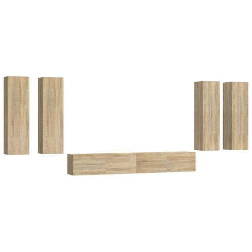 Ensemble de meubles TV 6 pcs Chêne sonoma Bois d'ingénierie - Photo n°2; ?>