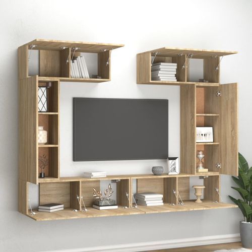 Ensemble de meubles TV 6 pcs Chêne sonoma Bois d'ingénierie - Photo n°3; ?>