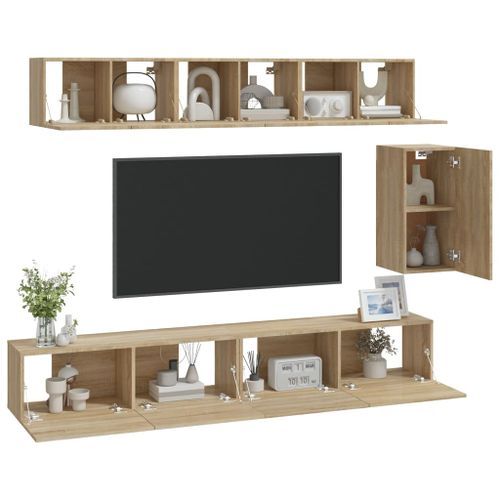 Ensemble de meubles TV 6 pcs Chêne Sonoma Bois d'ingénierie - Photo n°3; ?>