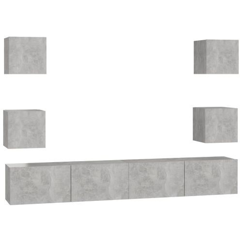 Ensemble de meubles TV 6 pcs Gris béton 2 - Photo n°2; ?>