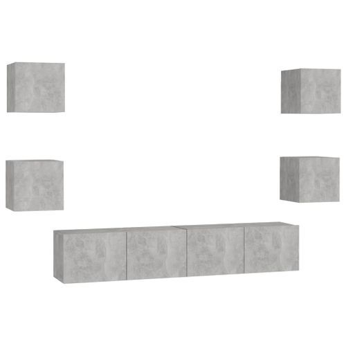 Ensemble de meubles TV 6 pcs Gris béton - Photo n°2; ?>